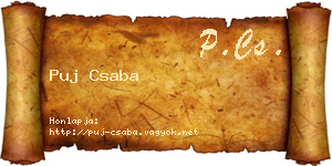 Puj Csaba névjegykártya